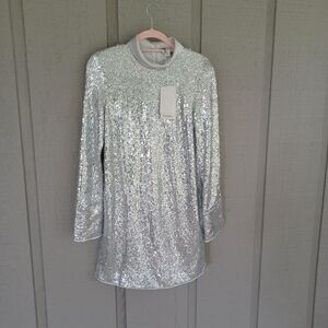 COS Silver Sequin Mini Dress